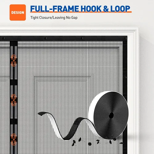 Miniatura 5 de MAGZO Puerta de Malla Magnética para Puertas de Tamaño 36 x 82 Pulgadas, Tamaño de Malla 38" x 83" Imán Fuerte Malla de Puerta con Gancho y Velcro