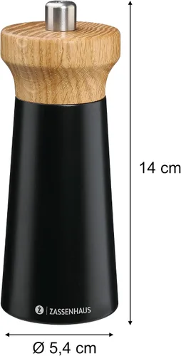 Miniatura 2 de Zassenhaus Westerland - Molinillo de pimienta de madera de haya, color negro y madera de haya, con molinillo de cerámica infinitamente ajustable