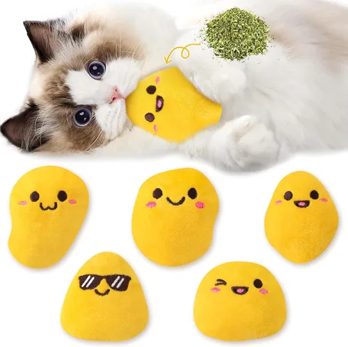 Miniatura 11 de L1rabe Goldfish - Juguetes de peluche para gatos – 5P Día de apreciación del gato negro colorido en forma de pez, juguetes divertidos para mascotas