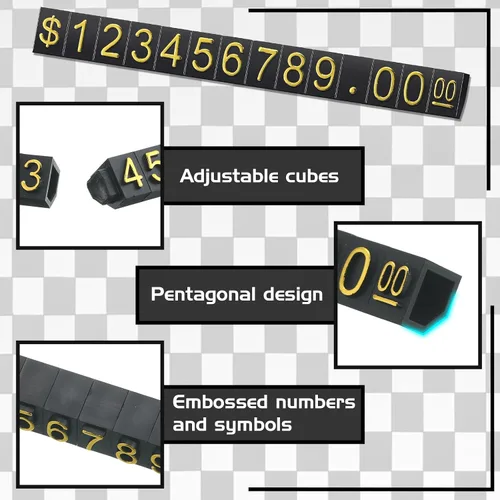 Miniatura 7 de Qunclay 50 juegos de cubos para mostrar precios, etiquetas de números y letras, bloques ajustables para mostrar precios en dólares, kit pequeño