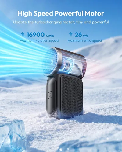 Miniatura 3 de Gaiatop Mini ventilador portátil de mano, 6 velocidades 16900 RPM, ventilador personal de alta velocidad con pantalla LED, recargable por USB, mini