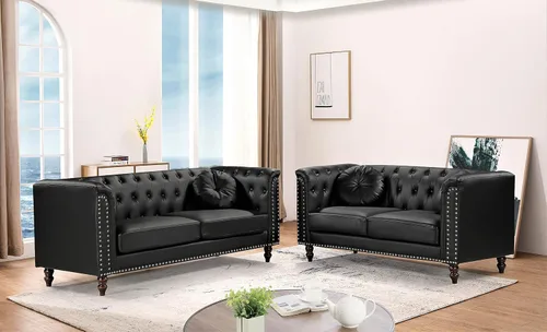 Miniatura 7 de Container Furniture Direct S5370-S Kittleson Velvet Upholstered Modern Chesterfield Sofa with Nailhead Trim, Gray