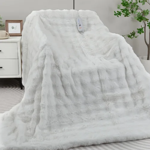 Manta Eléctrica Térmica de Forro Polar Suave y Gruesa de 50"x60" para Sofá con 5 Niveles de Calor y 4 Horas de Apagado Automático, Protección contra