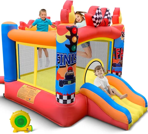 Miniatura 11 de Culaluva Casa inflable de rebote: combo de tobogán de castillo de gorila de salto - 7 en 1 para niños de 3 a 6 años - con soplador de 370 W