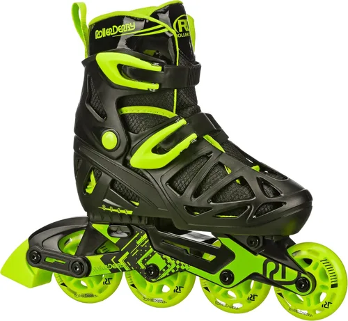 Roller Derby Tracer Patines en línea ajustables para niños, niñas, principiantes Negro/Verde