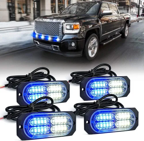 Miniatura 19 de Xprite Kit de luces estroboscópicas de emergencia con 20 luces LED de montaje empotrado en superficie de color ámbar, ultradelgado, salpicadero