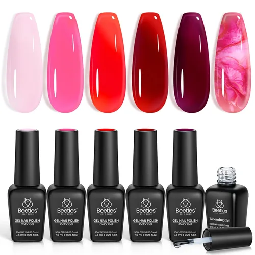 Miniatura 15 de Beetles - Juego de esmaltes de gel azul, esmalte de uñas de gel plateado azul marino oscuro con purpurina, 6 colores, lámpara UV para remojar uñas