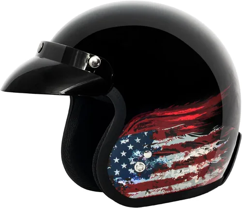Miniatura 12 de VCAN Casco de motocicleta V85C 3/4 de cara abierta aprobado por DOT