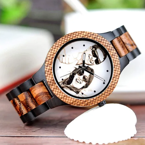 Miniatura 4 de BOBO BIRD Relojes de madera grabados personalizados para hombre, relojes de pulsera casuales de cuarzo, para hombres, familiares, amigos, regalo
