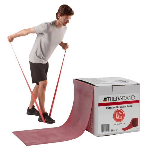 Theraband Professional Bandas de Resistencia de látex para ejercicios de cuerpo superior e inferior, terapia física, pilates inferior, en casa, Rojo