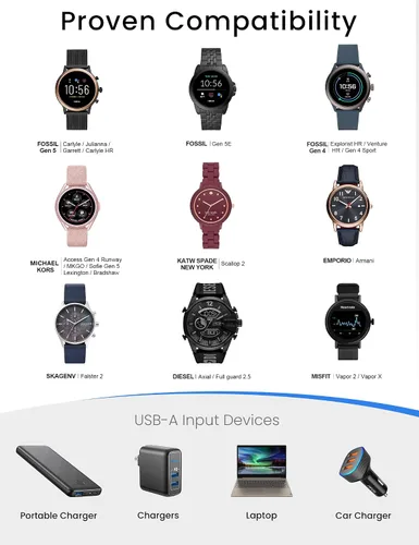 Miniatura 2 de Sinoacc Cargador para Fossil Gen 6/Gen 5/Gen 5E/Gen 4 Smartwatch Cable de carga para Emporio Armani/Skagen falster 2/Misfit Vapor 2/Diesel Guard