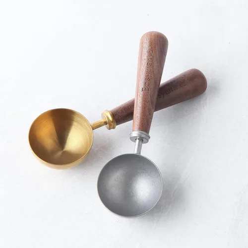 Miniatura 3 de Easyworkz Cuchara de café retro de acero inoxidable con mango de nogal negro, 10 g - Cuchara medidora (Vintage)