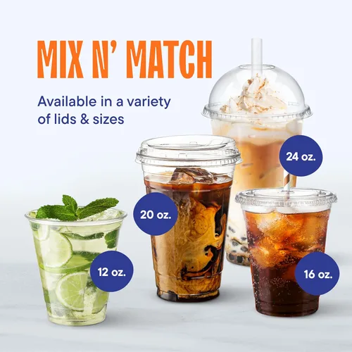 Miniatura 5 de Vasos de plástico desechables transparentes PET [100 unidades – 16 oz.]