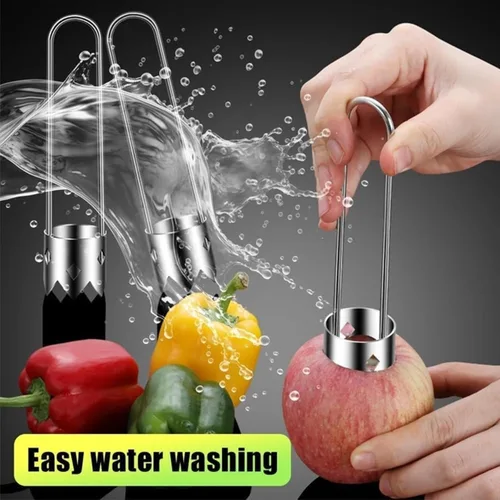 Miniatura 3 de Herramienta descorazonadora de frutas y verduras, descorazonador de semillas de pimiento rojo, descorazonador de frutas de acero inoxidable, 2 PIEZAS