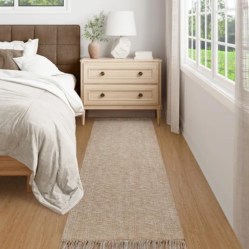 Miniatura 6 de Collive Alfombra Larga para Pasillo de 2.6' x 7', Alfombras Lavables para Interiores de Entrada, Alfombras de Cocina Trenzadas Tejidas Beige/Crema