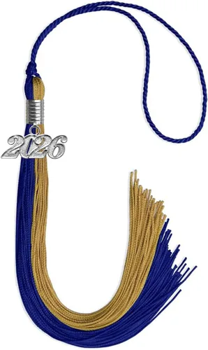 Miniatura 45 de Endea Graduation Borla de doble color con gota de fecha plateada (negro/oro antiguo, 2025)
