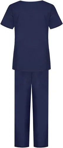Miniatura 4 de Conjunto de uniforme médico para mujer, elástico en 4 direcciones, bolsillos ligeros, cuello en V, conjunto de uniforme médico con cordón elástico