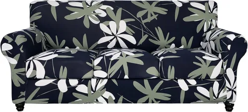 Miniatura 72 de SearchI Funda elástica para sofá con estampado, Fundas para sofá con diseño floral, 2 piezas de funda elástica para sillón con funda de cojín