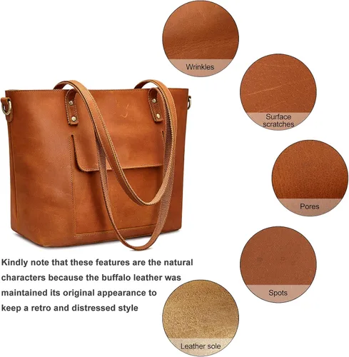 Miniatura 14 de S-ZONE Bolso bandolera vintage de cuero genuino para mujer