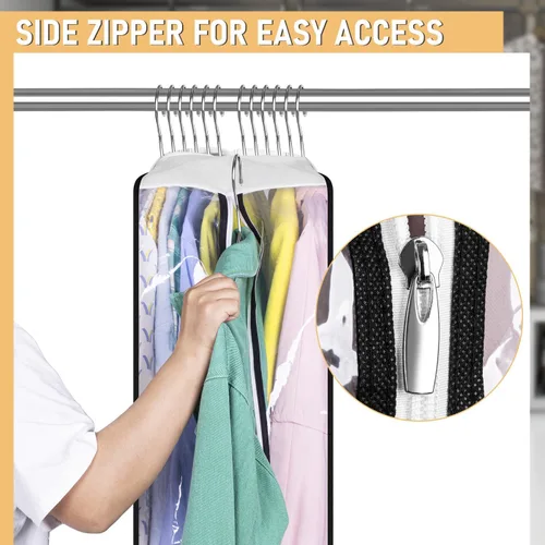 Miniatura 5 de MISSLO Bolsas de ropa transparentes de 32 pulgadas para colgar ropa, bolsas de traje reforzadas de 10 pulgadas para almacenamiento de armario, funda