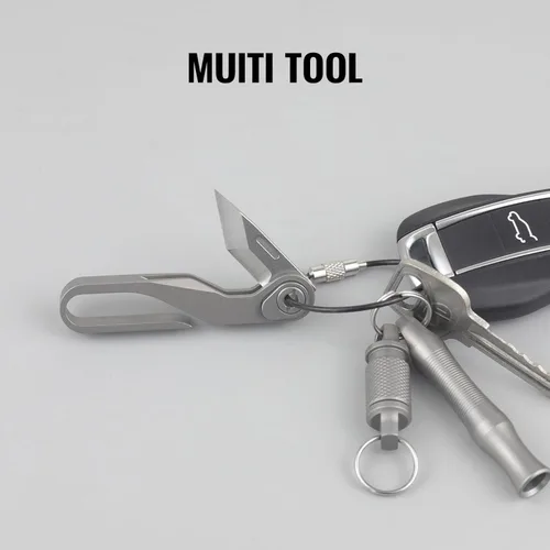 Miniatura 2 de ThruNite Llavero pequeño de aleación de titanio, herramienta EDC para llaves, mini cuchillo plegable de bolsillo con llavero, organizador de llaves