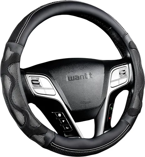 Miniatura 6 de Iwantit Fundas para volante de automóvil con panal de silicona 3D para hombres, diseño antideslizante y tela transpirable, ajuste universal de 14.5