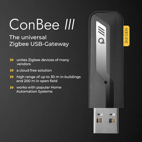 Miniatura 2 de ConBee III - Universal Zigbee 3.0 USB Gateway dongle, incl. deCONZ & Phoscon App, domótica, asistente del hogar, ioBroker, Zigbee2MQTT