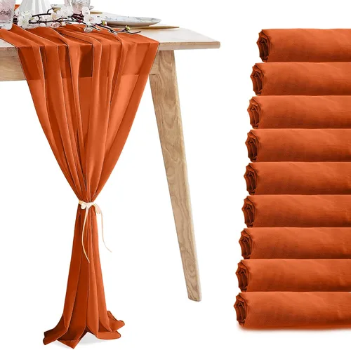 Miniatura 13 de Paquete de 10 Caminos de Mesa de Gasa Rosa Bebé de 10 Pies para Boda, Camino de Mesa de Tul Romántico Transparente para Navidad, Boda, Novia, Fiesta