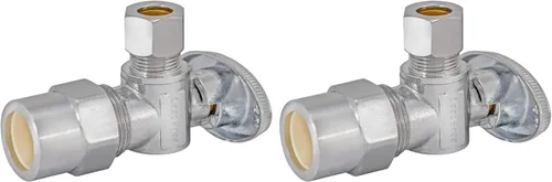Eastman 1/2 pulgada CPVC x 3/8 pulgadas OD Compresión Cuarto de Vuelta Ángulo Válvula de parada, accesorios de fontanería de latón, cromo, 10729LF