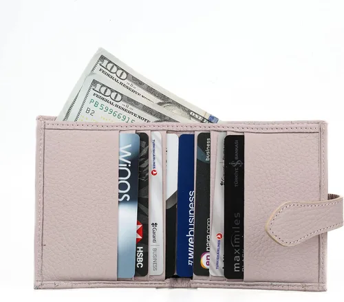 Miniatura 3 de Grande -3803 Cartera unisex, Rosa pálido, Cartera delgada de cuero con cierre a presión pequeño