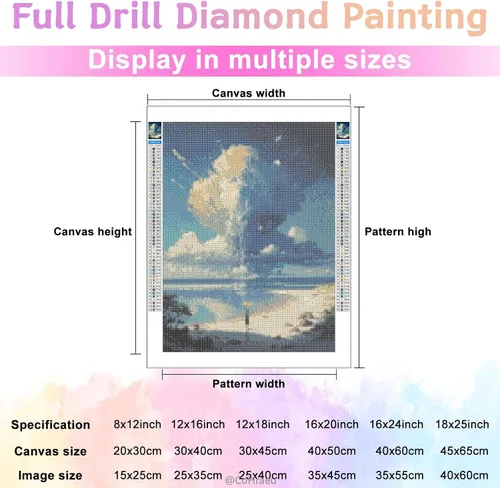 Miniatura 5 de Kits de pintura de diamantes de playa para adultos, arte de diamantes coloridos 5D, bricolaje con puntos de diamante de perforación completa, kits