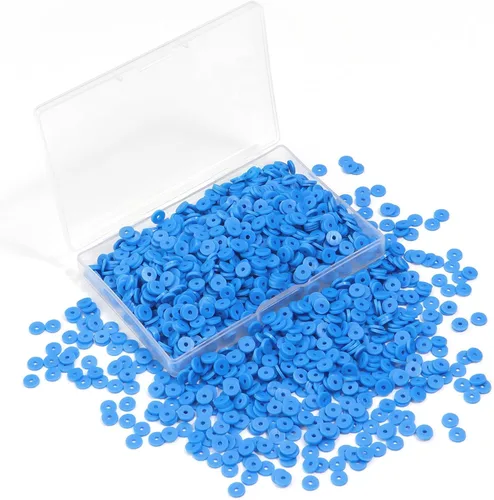 Miniatura 10 de Cuentas de arcilla polimérica azul claro, cuentas Heishi de 0.236 in para joyería, pulseras, collares, 1000
