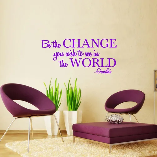 Miniatura 7 de Aurabeam Calcomanía de vinilo para pared, con frase inspiradora de Gandhi, 13 x 28 pulgadas, decoración artística de pared para sala de estar