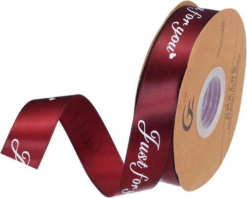 Miniatura 18 de MECCANIXITY Cinta de satén de 1 pulgada de ancho y 50 yardas de ancho Just for You, cinta de grogrén personalizada de San Valentín para envolver Rosa