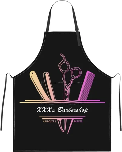 Miniatura 22 de Delantal de peluquería personalizado para hombres y mujeres, delantal de peluquería con texto personalizado con bolsillos, delantal ajustable