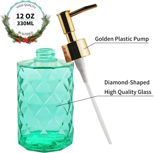 Miniatura 6 de Dispensador de jabón verde para baño, dispensador de jabón líquido de manos verde esmeralda recargable con bomba de plástico ABS para baño, jabón