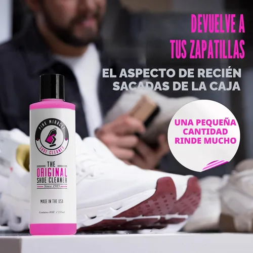 Miniatura 7 de Kit de Limpiador de Zapatos Pink Miracle con Botella y Cepillo para Limpiador de Tela para Cuero, Blancos, Ante y Zapatillas Deportivas de Nubuck
