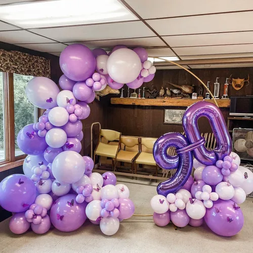 Miniatura 2 de Globos de 40 pulgadas para inflar con helio, de película de aluminio, para fiestas, cierre manual (púrpura 0)