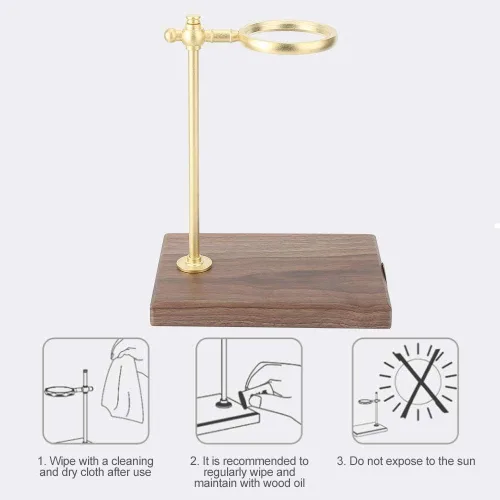 Miniatura 5 de Fdit Soporte para gotero de café de latón con base de madera, altura ajustable, rotación de 360 grados, preparación manual, 8.8 x 6.3 x 10.8 pulgadas