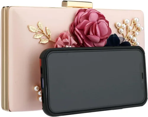 Miniatura 3 de Bolso de noche floral para mujer, bolso de mano de noche de flores, elegante bolso de banquete para mujer, fiesta, boda, banquete