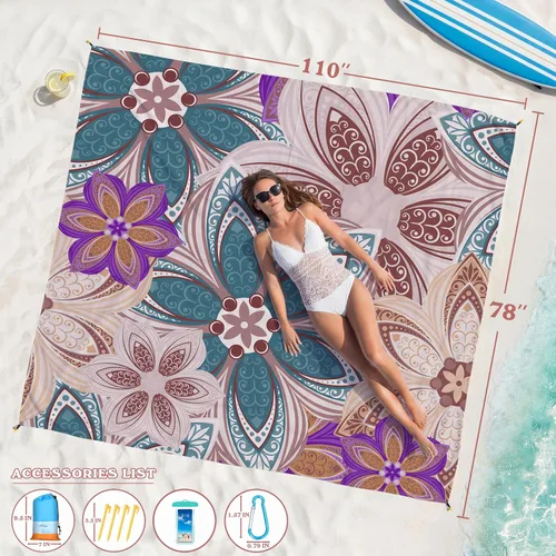 Miniatura 118 de Famstar Beach Blanket Oversized Extra Large 78"X81"/10'X9',Waterproof Sandproof Beach Blanket 2-8 Adults Lightweight Durable for Travel Camping