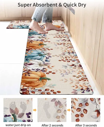 Miniatura 4 de Alfombra de baño elegante con diseño de calabaza para bañera, antideslizante, de secado rápido y absorbente, de tierra de diatomeas, para fregadero