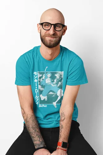 Miniatura 3 de Ripple Junction Una pieza adulto Unisex Tropical Blue Luffy Peso Ligero 100% Algodón Crew T-Shirt