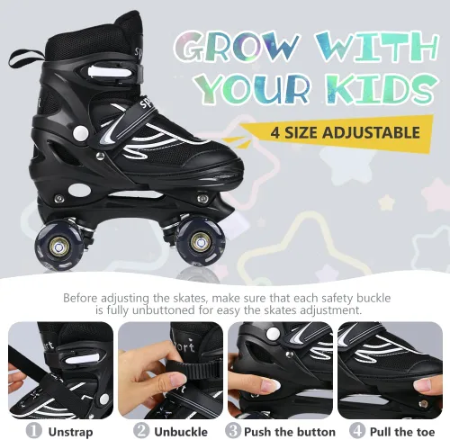 Miniatura 2 de Patines en línea G MGY OLED para niños pequeños, patines ajustables en 4 tallas con todas las ruedas iluminadas, patines iluminados divertidos