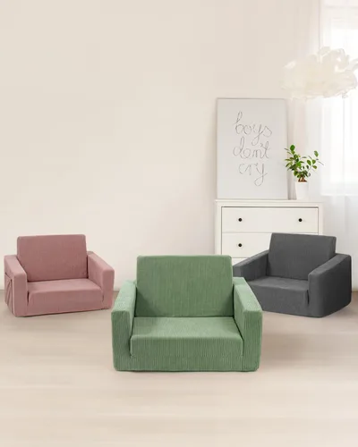 Miniatura 7 de Silla para bebés y niños, 2 en 1 Sofás blandos para bebés que se despliegan, Sillas para bebés cómodas de 1 a 3 años, Sofá convertible a salón, Verde