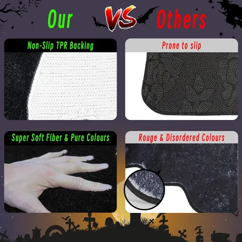 Miniatura 4 de Alfombra de baño de Halloween para decoración de baño, tapete de baño de murciélagos góticos, antideslizante, lindas alfombras para cocina