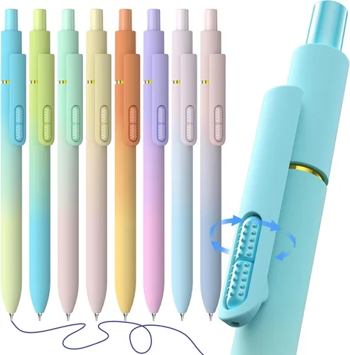 Miniatura 10 de HIACRY 8Pcs Blue Ink Gel Pens, Quick-Dry 0.7mm Fine Point Fidget Pens, Smooth Writing Journaling Pens for Note Taking, Gift for Women & Girls