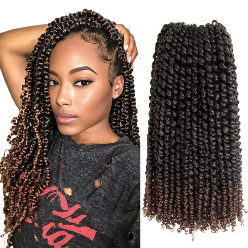 Miniatura 19 de Pelo de Passion Twist, cabello trenzado de estilo Passion Twist de 12 pulgadas, trenzas cortas pretrenzadas de ganchillo jumbo pretrenzado de dos 1#