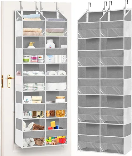 Organizador para colocar sobre la puerta, 5 niveles extra grande detrás de la puerta con 10 bolsillos delanteros grandes y 10 bolsillos de malla,