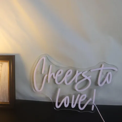 Miniatura 9 de QiaoFei Letrero LED de neón con texto en inglés «Cheers To Love» alimentado por USB con regulador de intensidad, luces de neón para habitación